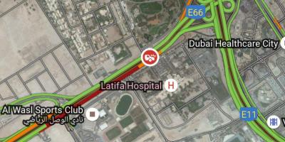 Latifa slimnīcā, Dubaija atrašanās vietu kartē