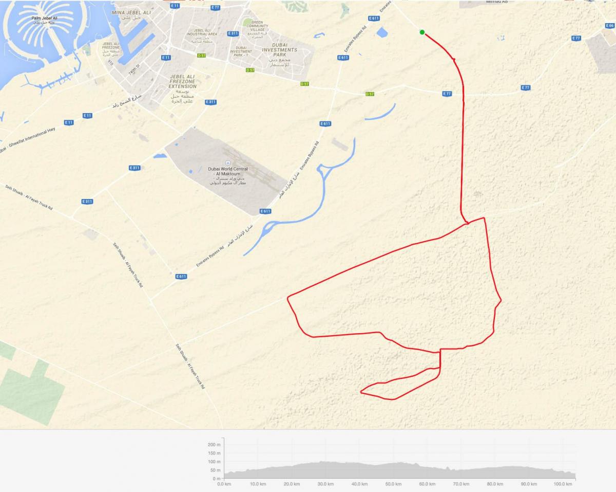 Al Qudra riteņbraucēju celiņa atrašanās vietu kartē