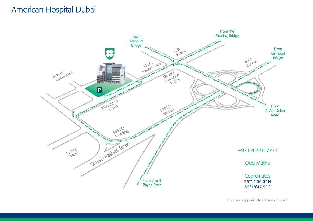 karte Amerikāņu slimnīcā Dubai