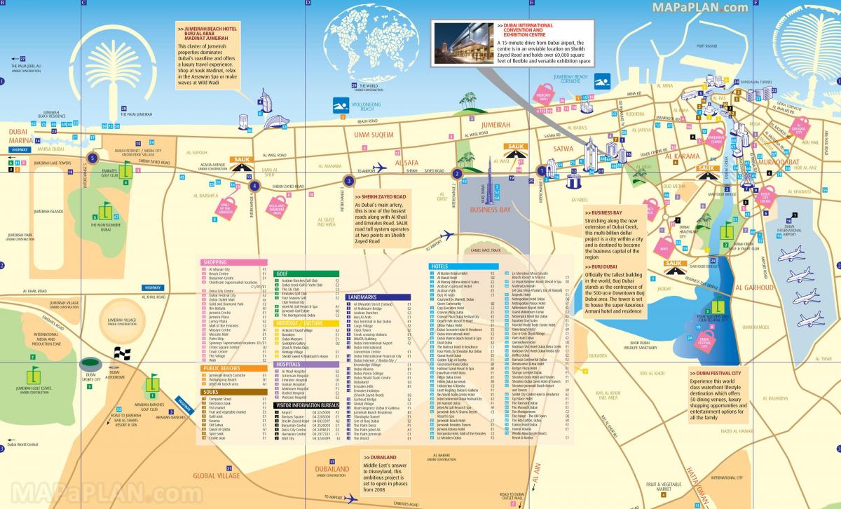 karte, Dubai city centra