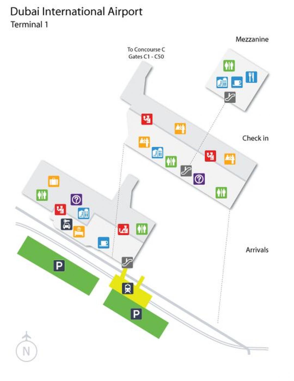 Dubai airport terminal 1 atrašanās vietu kartē