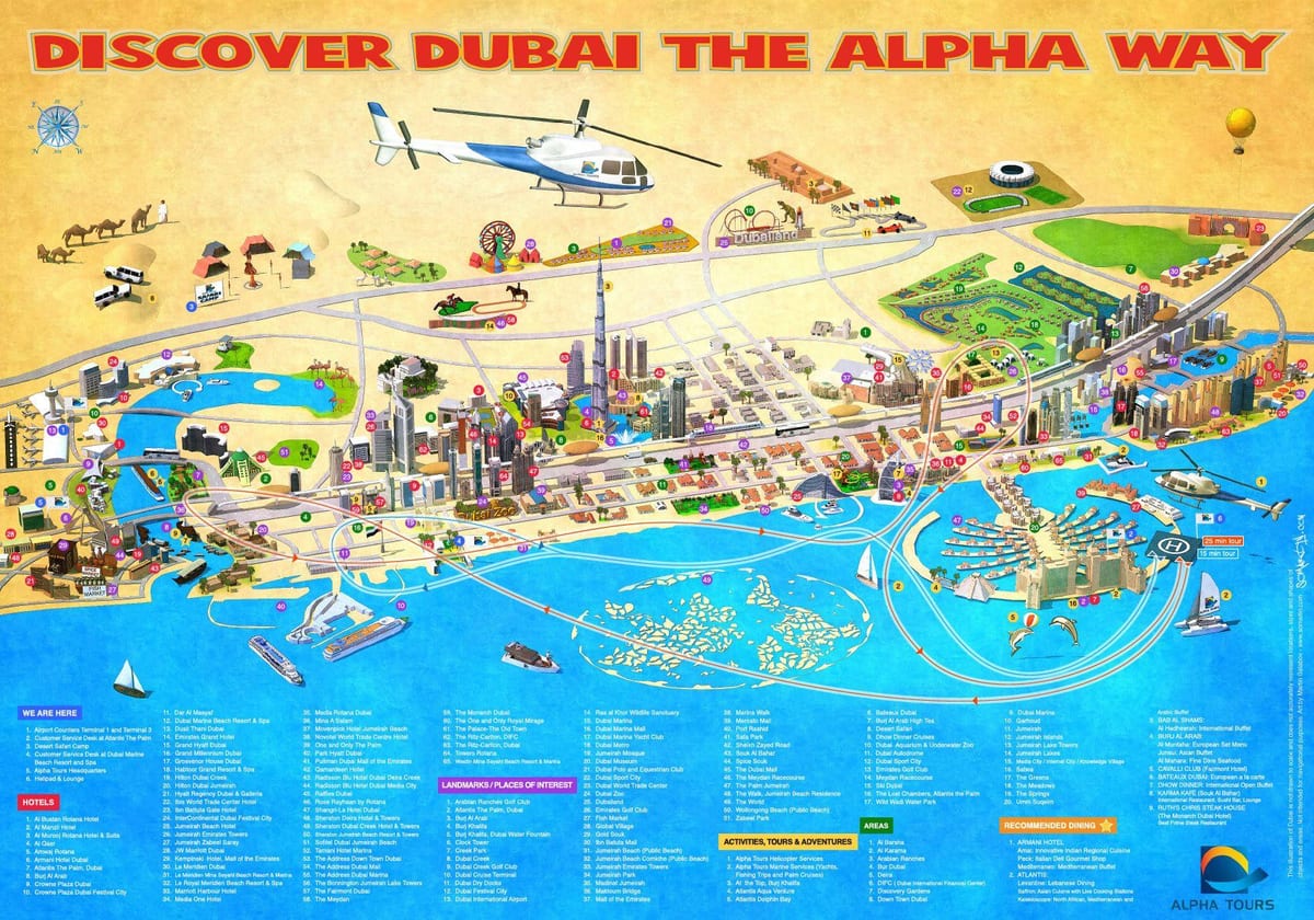 Dubai interešu punktus kartē