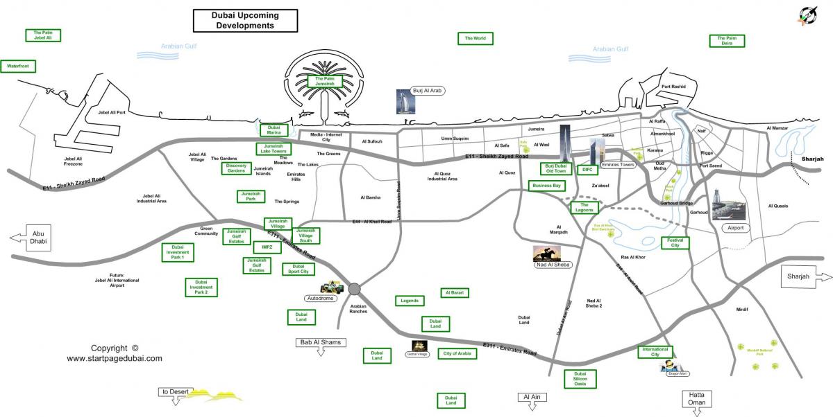 ieguldījumu park Dubaija atrašanās vietu kartē