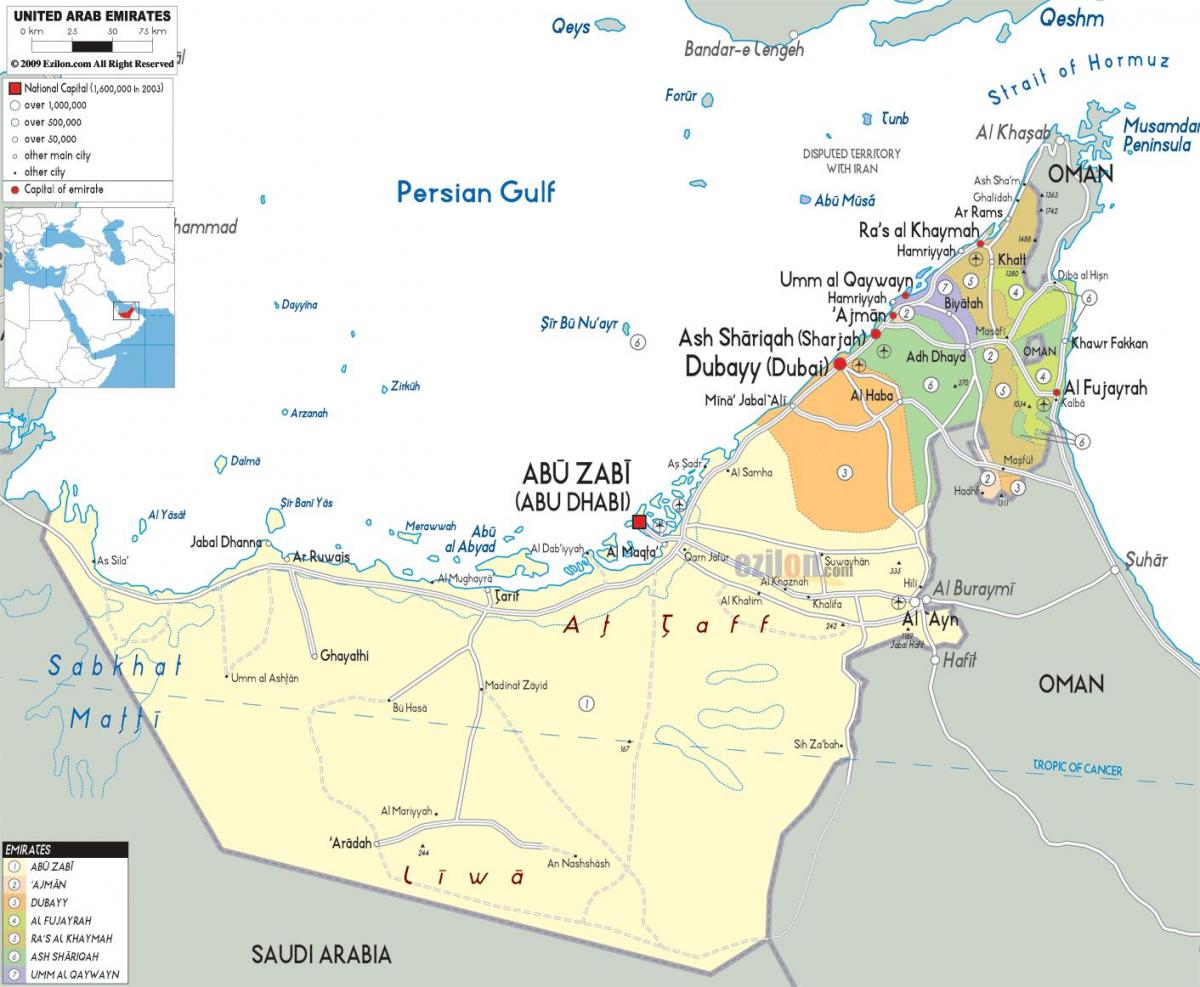 politiskā karte, Dubai