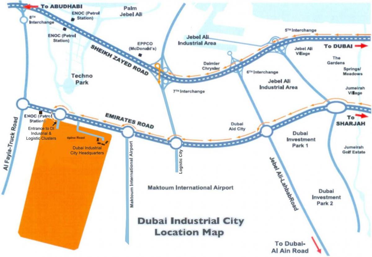 karte, Dubai rūpniecības pilsēta