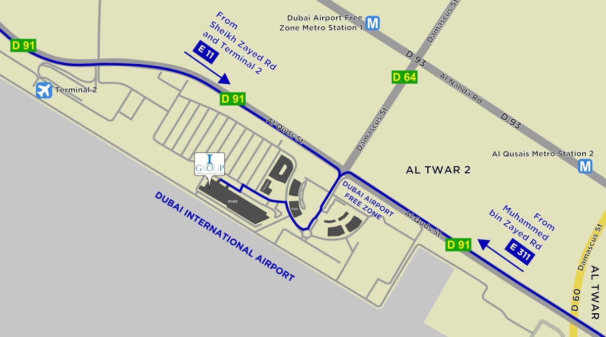 karte Dubajas lidostas brīvā zona
