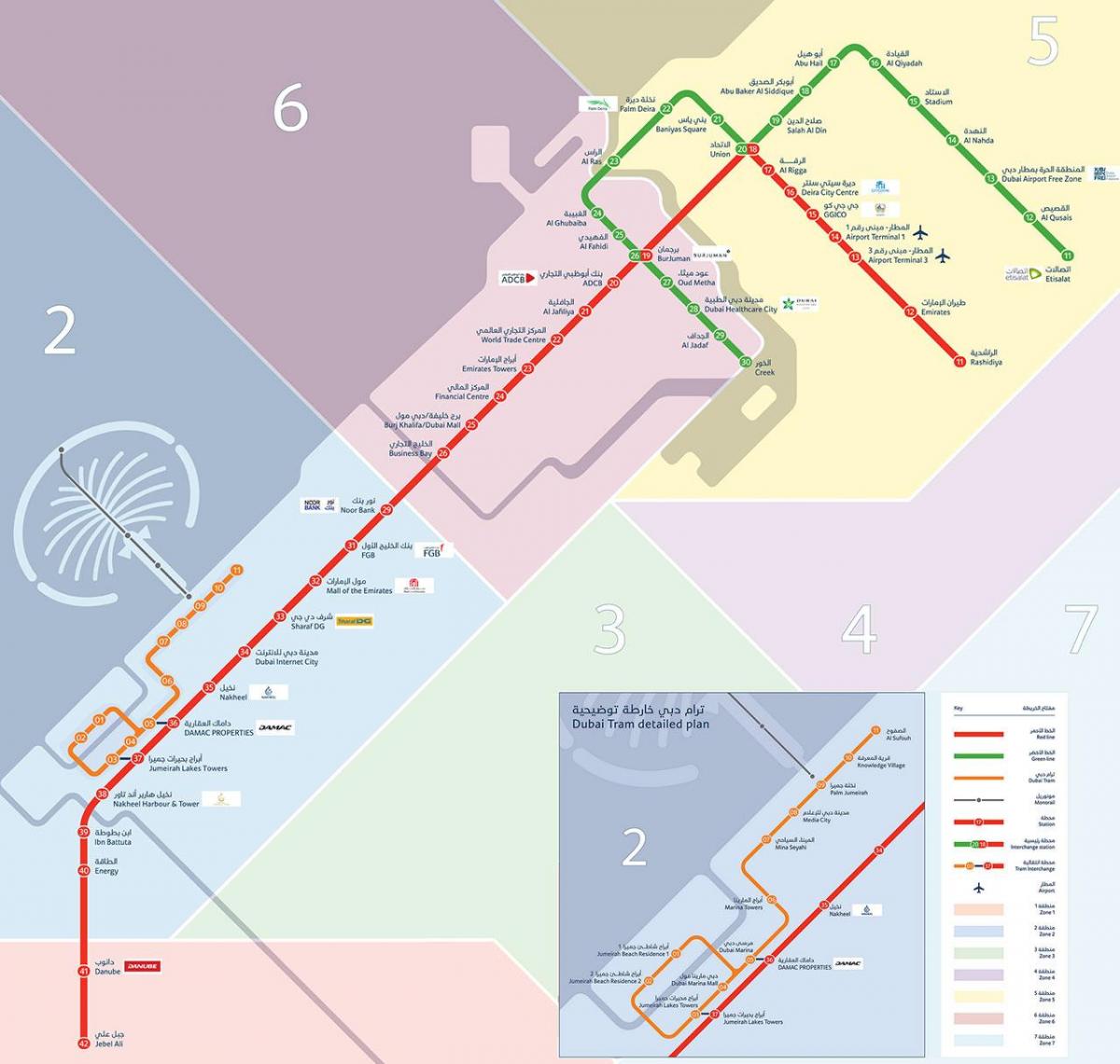 metro līniju, Dubai karte