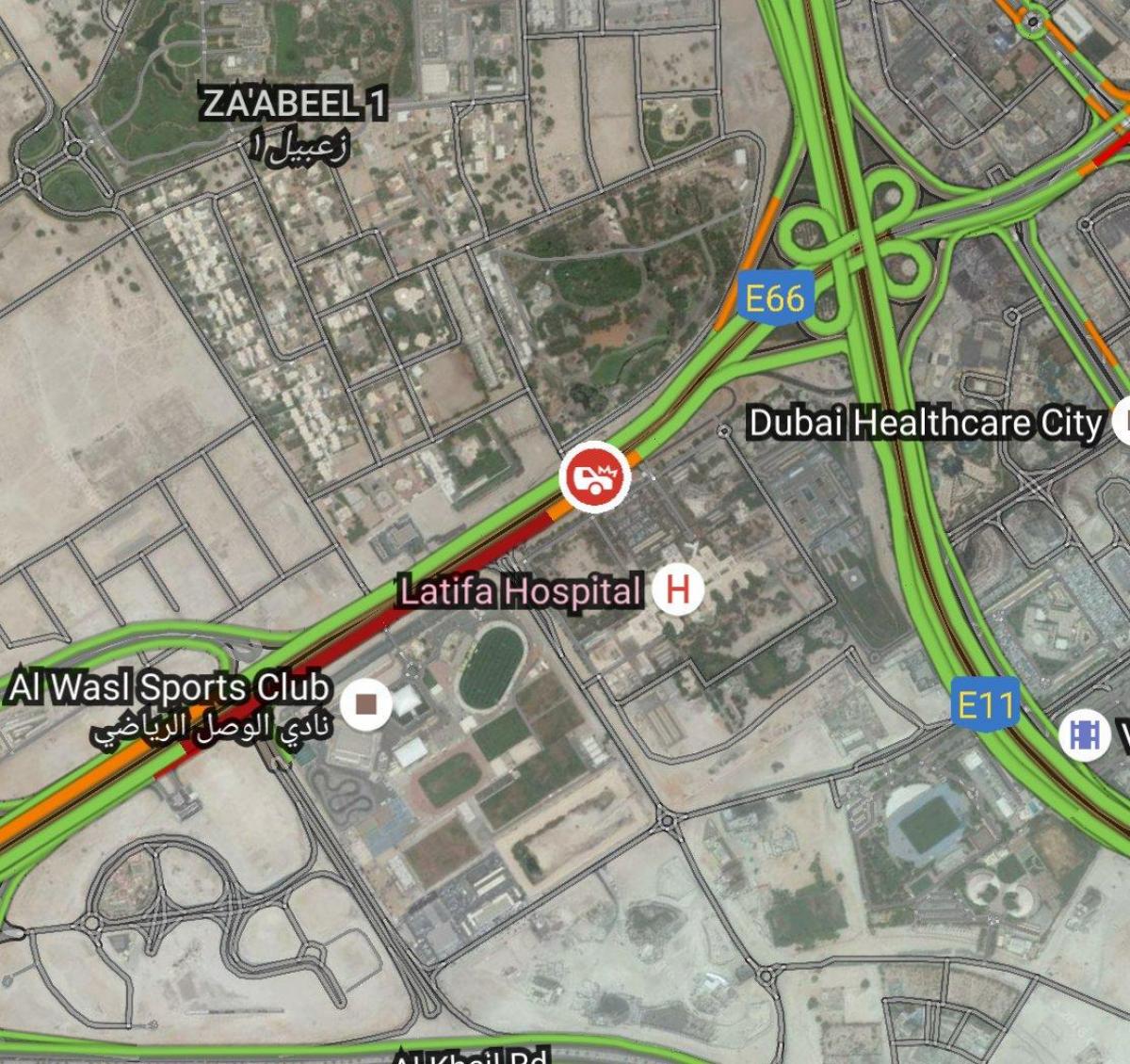 latifa slimnīcā, Dubaija atrašanās vietu kartē