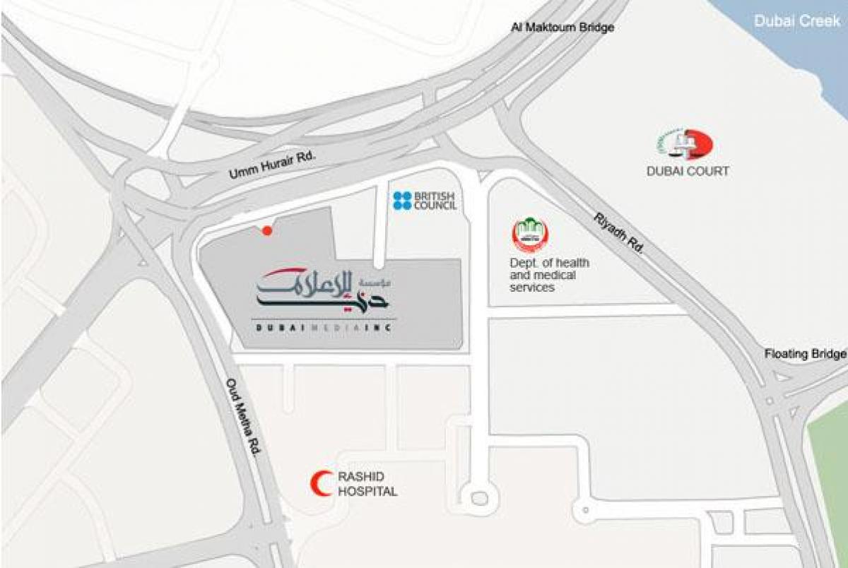 rashid slimnīcā, Dubaija atrašanās vietu kartē