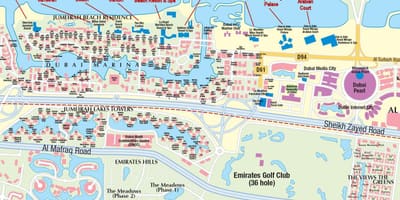 Dubai marina karti ar ēkas vārdi