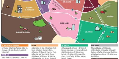 Karte, Dubai rajonos